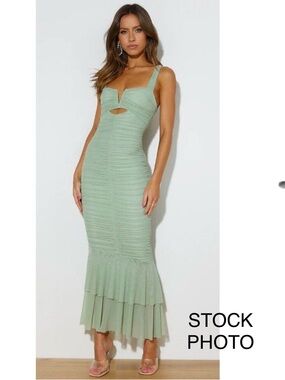 Sleeveless Teal prom party evening Ruched Mermaid Dress, size L,   NWT